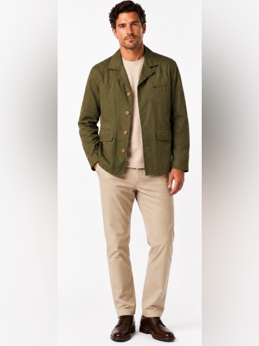 Richter Men's Olive Green Casual Button-Up Jacket 54
